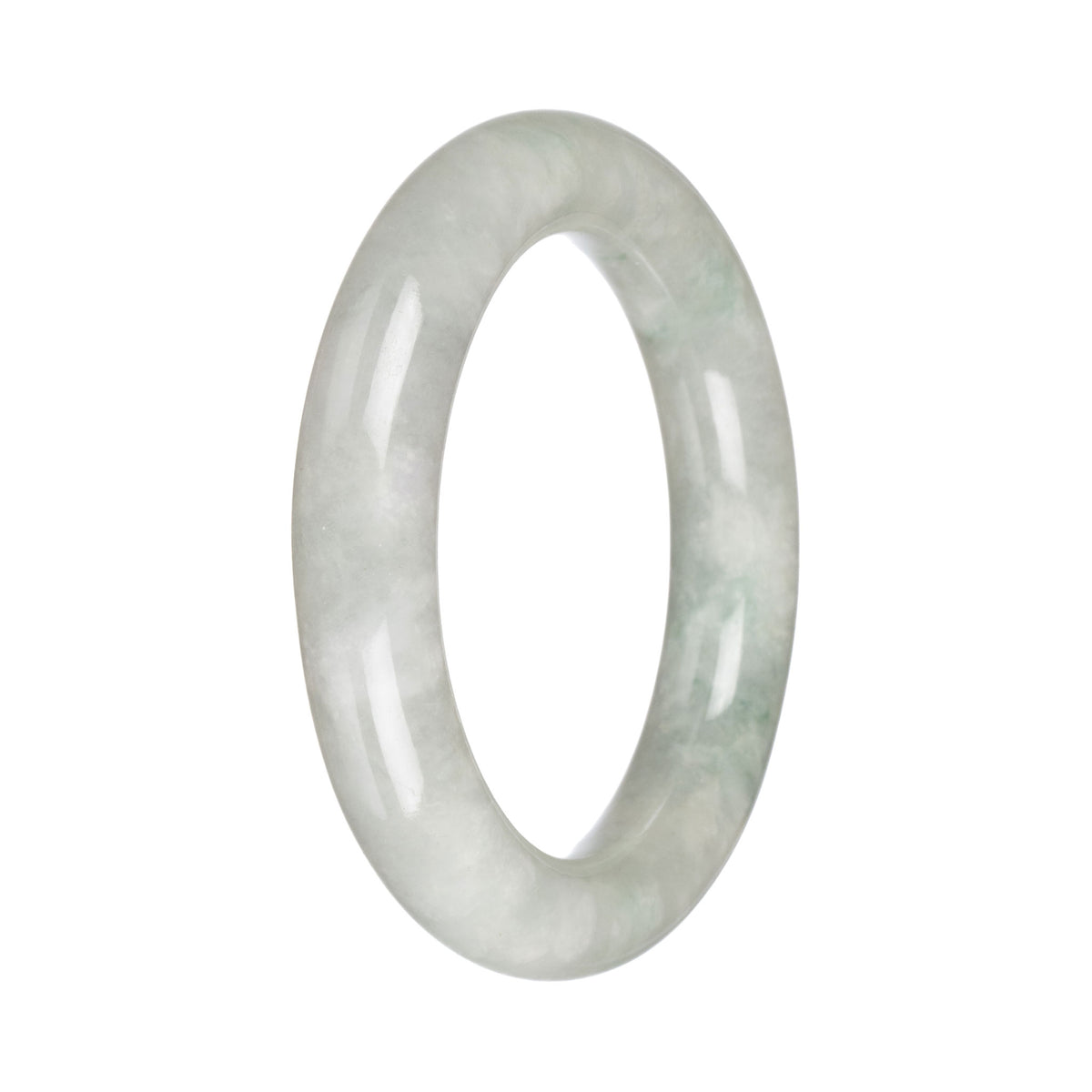 Grade A Pale Green Burmese Jade Bangle - 57mm Round