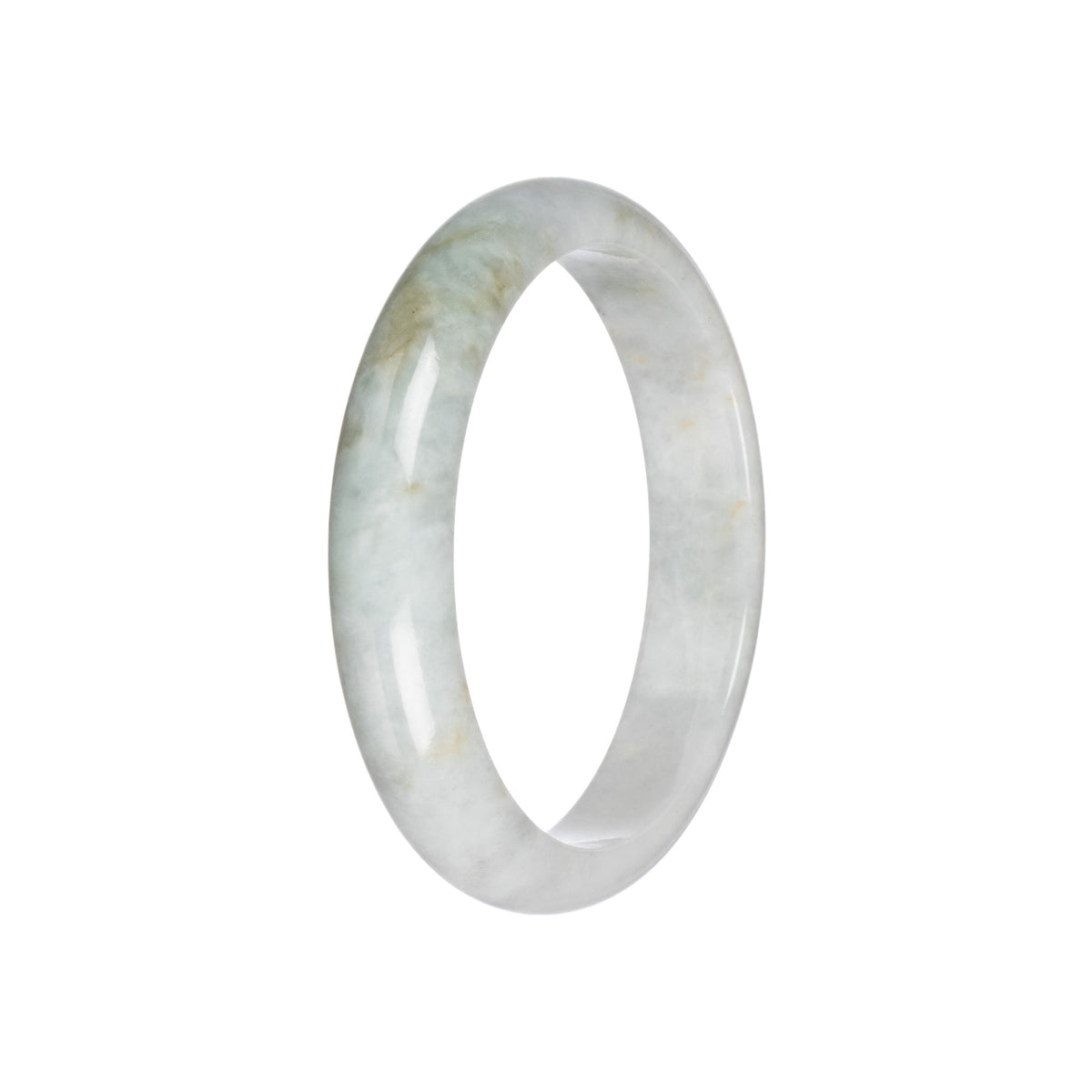 Natural Greyish White with Brown Jadeite Jade Bangle - 60mm Half Moon