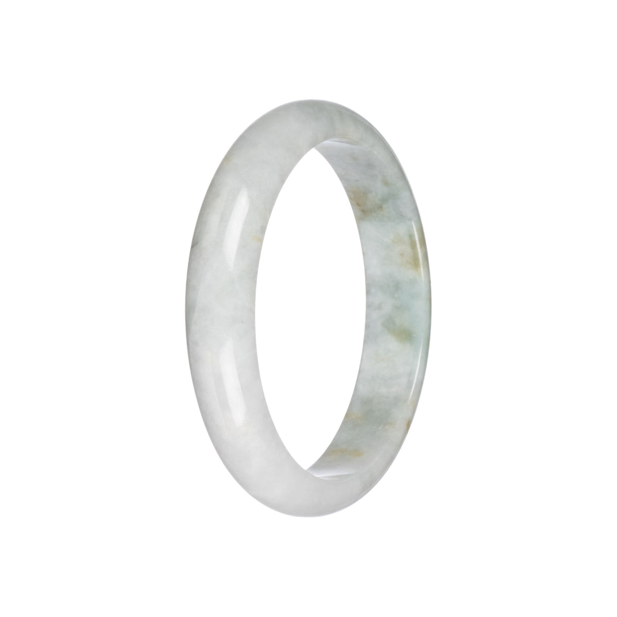 Natural Greyish White with Brown Jadeite Jade Bangle - 60mm Half Moon