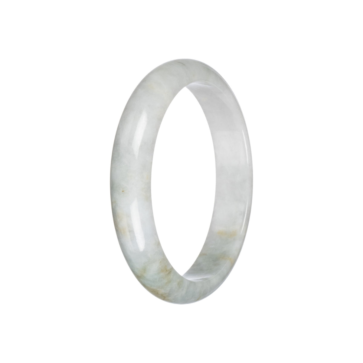 Natural Greyish White with Brown Jadeite Jade Bangle - 60mm Half Moon