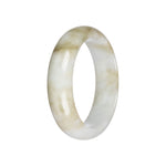 Genuine White with Brown Jadeite Bangle - 57mm Half Moon