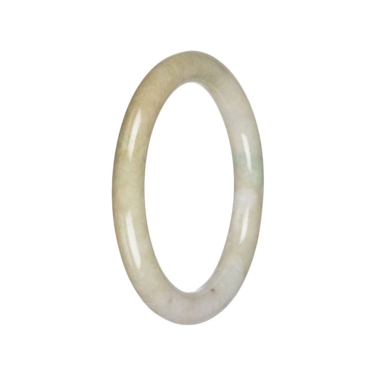 Genuine Pale Green with White Jadeite Jade Bangle - 60mm Round