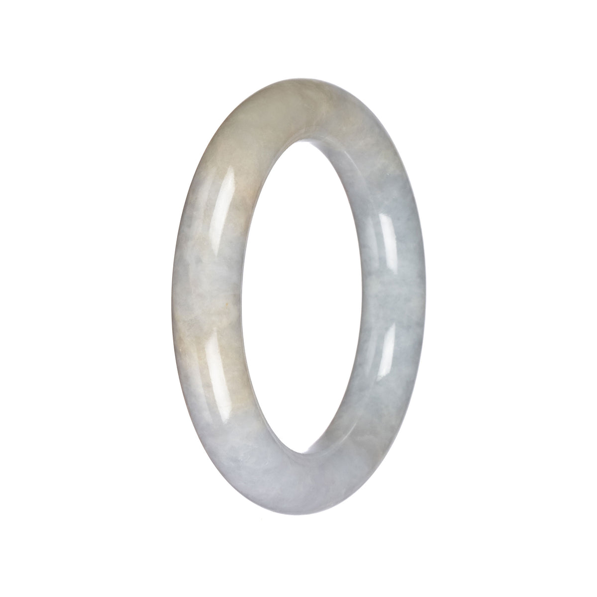 Untreated Light Grey Burma Jade Bangle Bracelet - 55mm Round