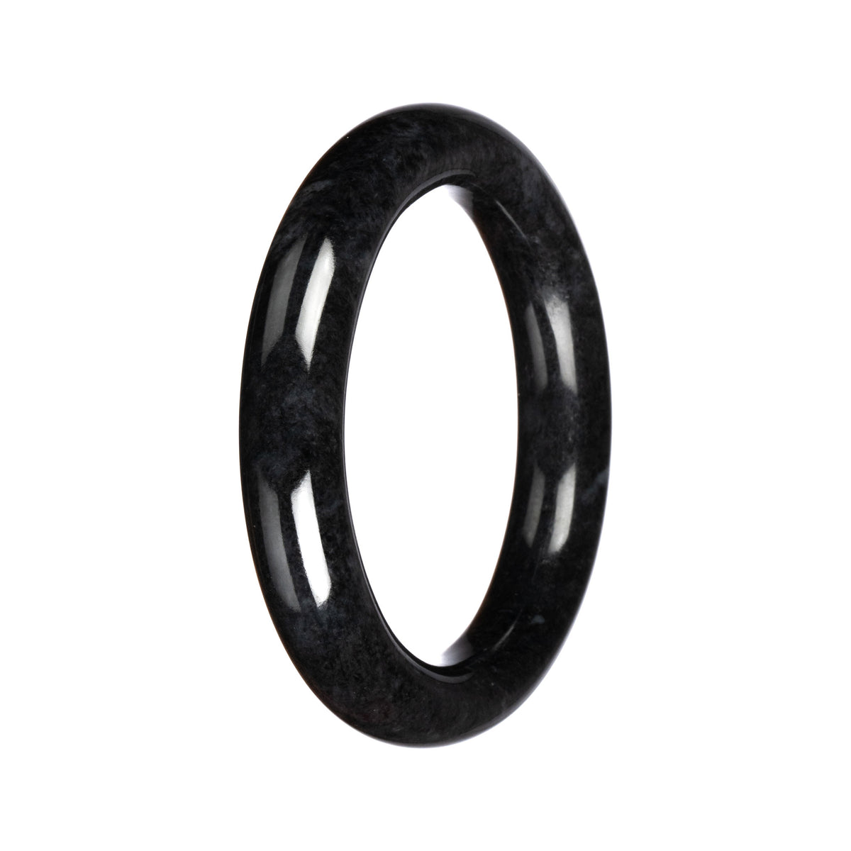 Natural Black Burmese Jade Bangle - 60mm Round