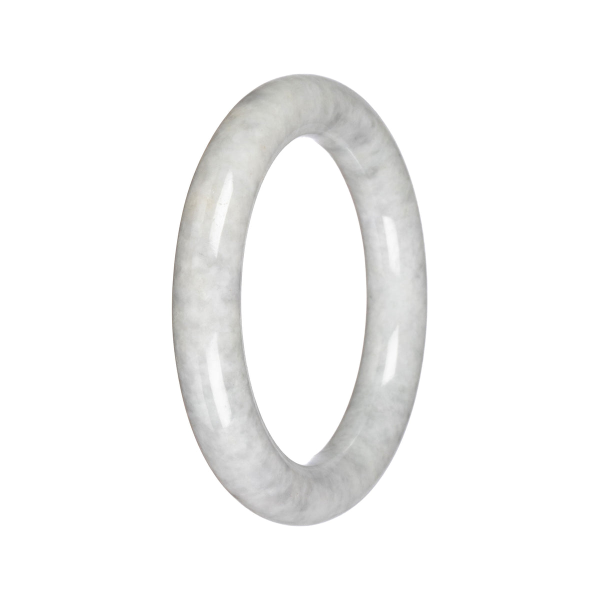 Grade A Light Grey Jadeite Jade Bangle - 58mm Round