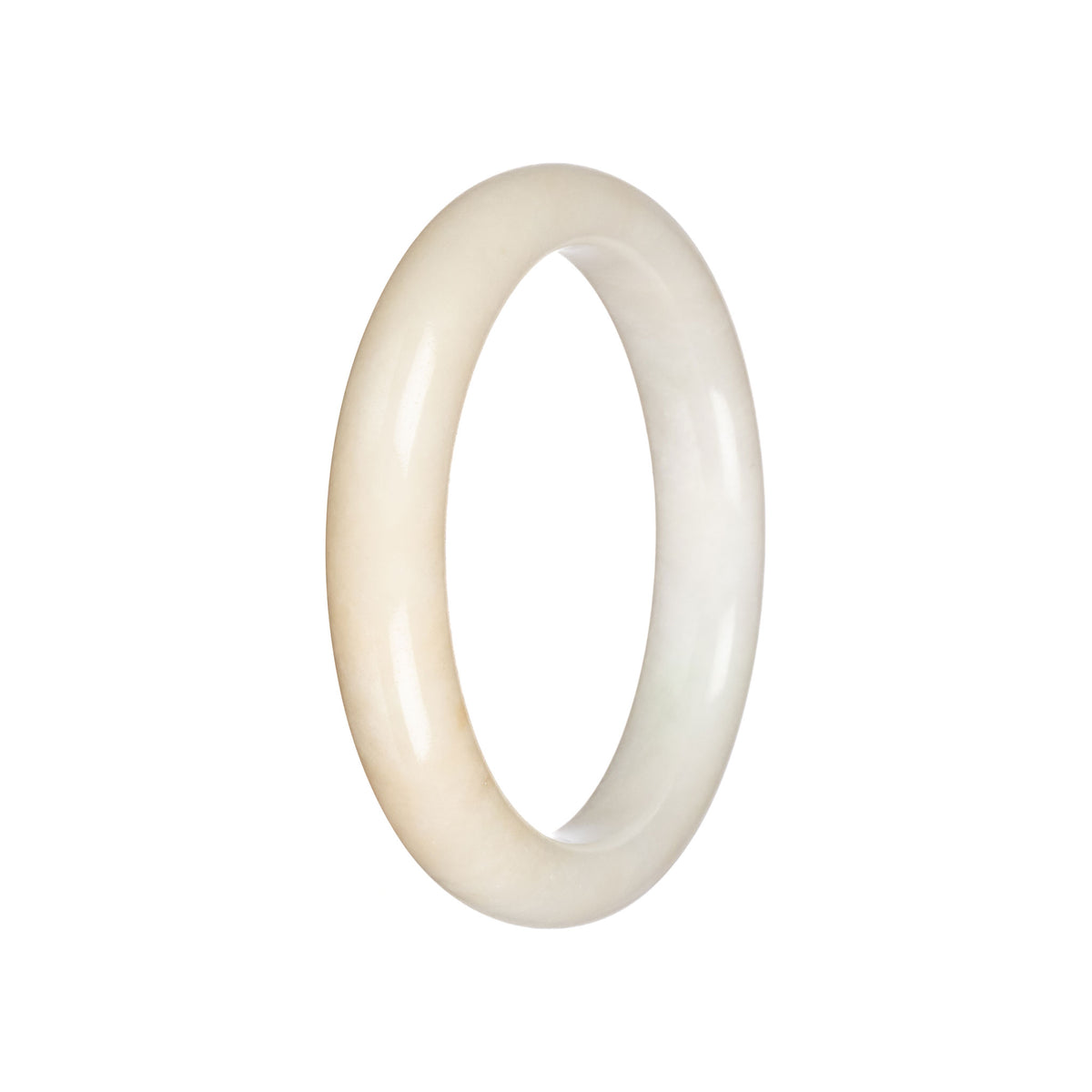 Real White Burmese Jade Bangle Bracelet - 59mm Semi Round