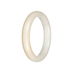 Real White Burmese Jade Bangle Bracelet - 59mm Semi Round