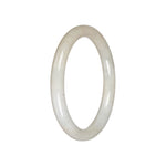 Authentic Creamy White Burma Jade Bangle - 59mm Petite Round