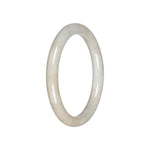Authentic Creamy White Burma Jade Bangle - 59mm Petite Round
