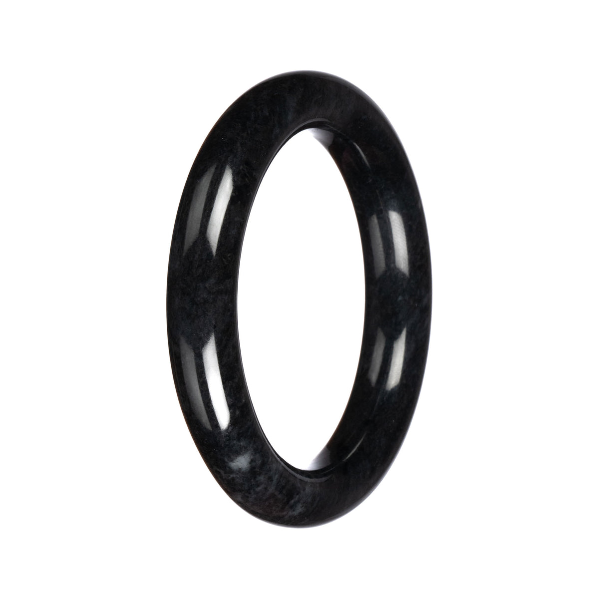 Grade A Black Jadeite Jade Bangle - 60mm Round