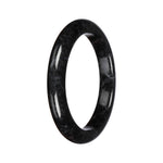 Genuine Black Pattern Burma Jade Bangle - 64mm Semi Round