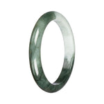 Authentic Pale Green with Green Burma Jade Bangle - 68mm Half Moon