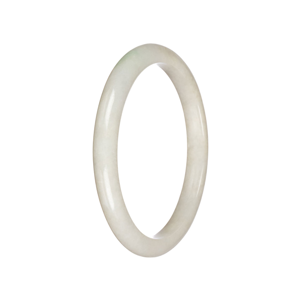 Grade A White Burma Jade Bangle - 63mm Semi Round