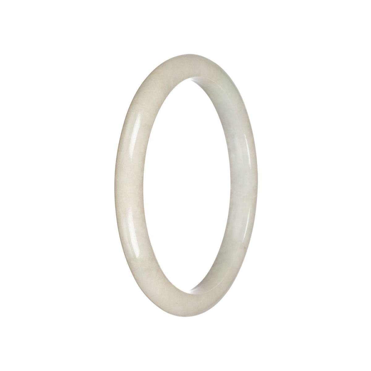 Grade A White Burma Jade Bangle - 63mm Semi Round