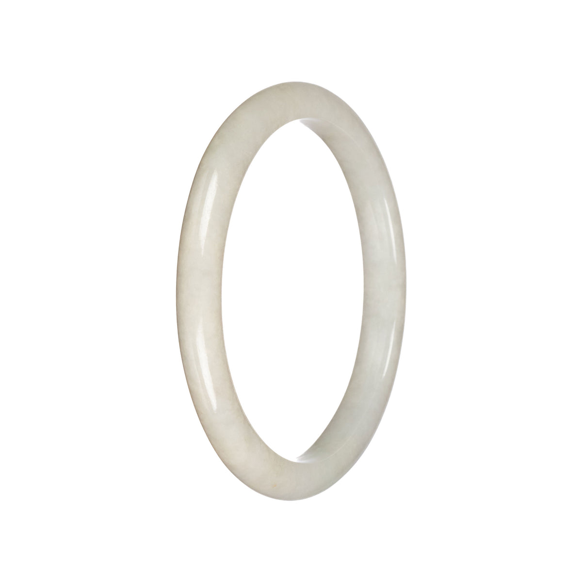 Grade A White Burma Jade Bangle - 63mm Semi Round