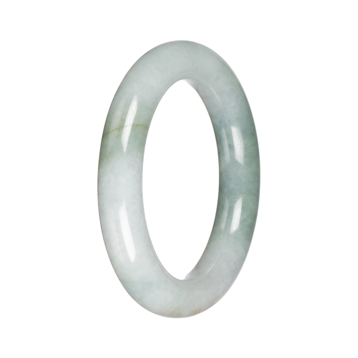 Grade A Pale Green with Green Burmese Jade Bangle - 57mm Round