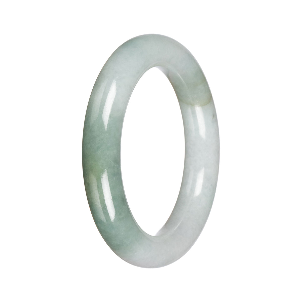 Grade A Pale Green with Green Burmese Jade Bangle - 57mm Round