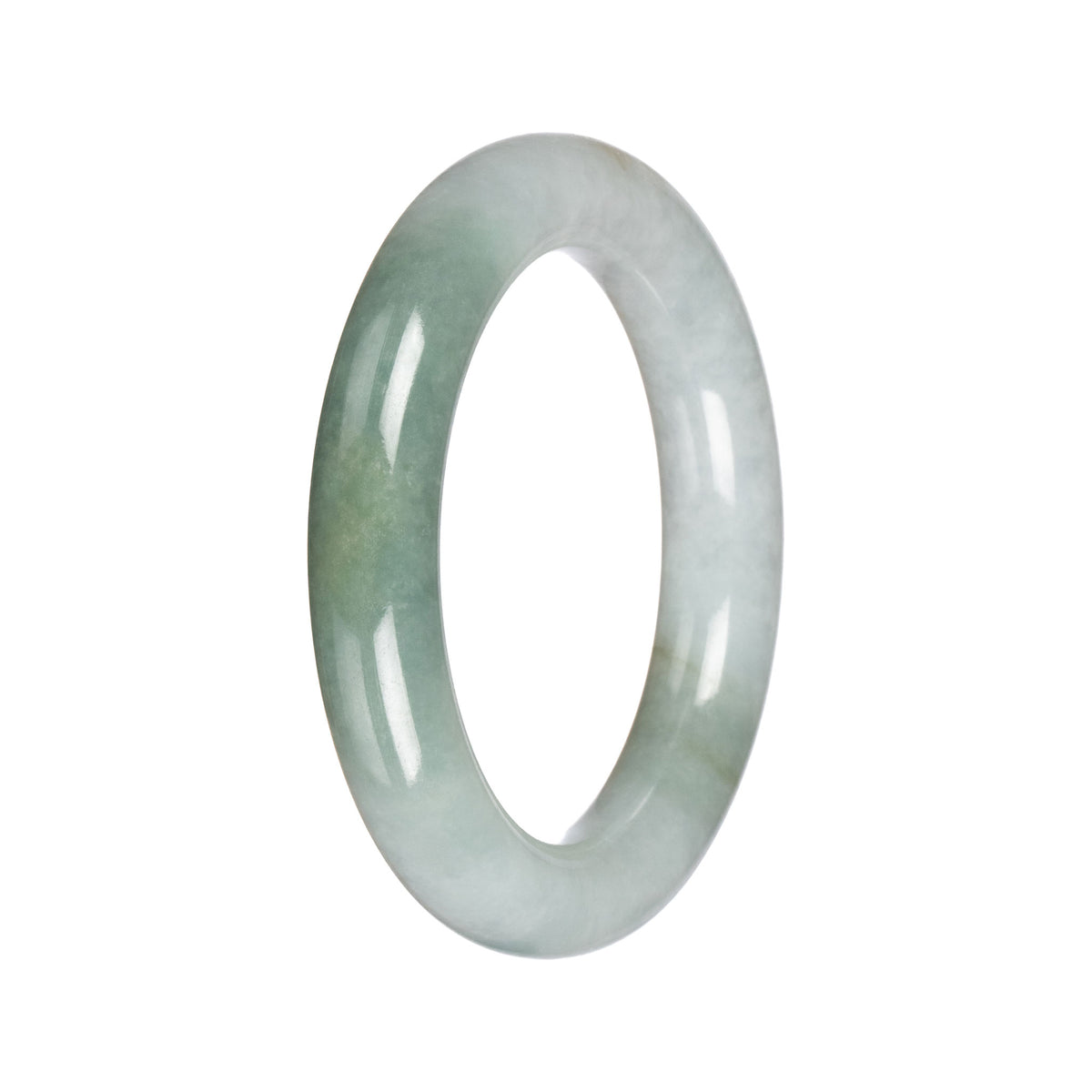 Grade A Pale Green with Green Burmese Jade Bangle - 57mm Round