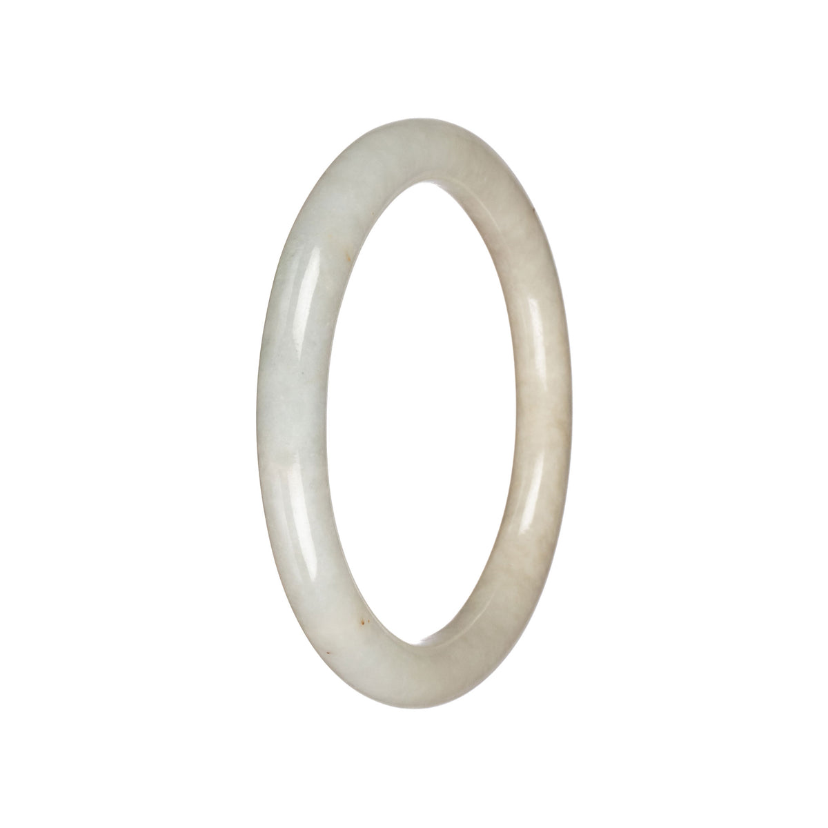 Real White Burmese Jade Bangle - 60mm Petite Round