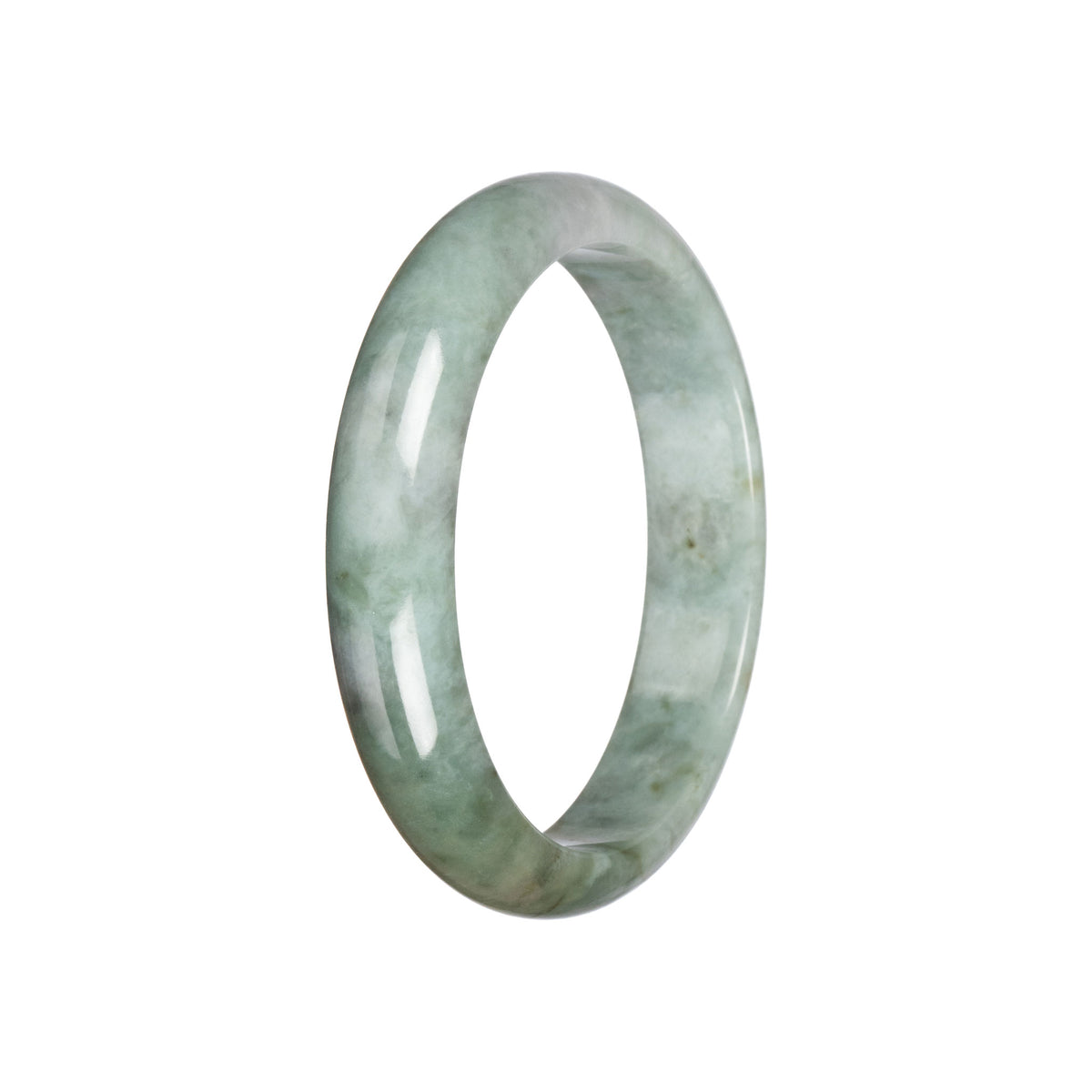 Real Green Pattern Jadeite Bangle - 59mm Half Moon