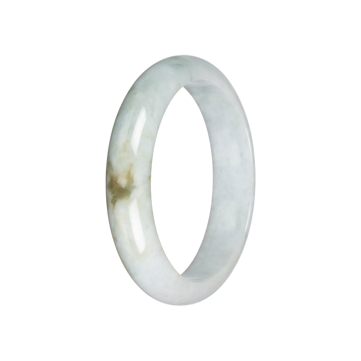 Untreated Pale Green Burmese Jade Bangle Bracelet - 59mm Half Moon