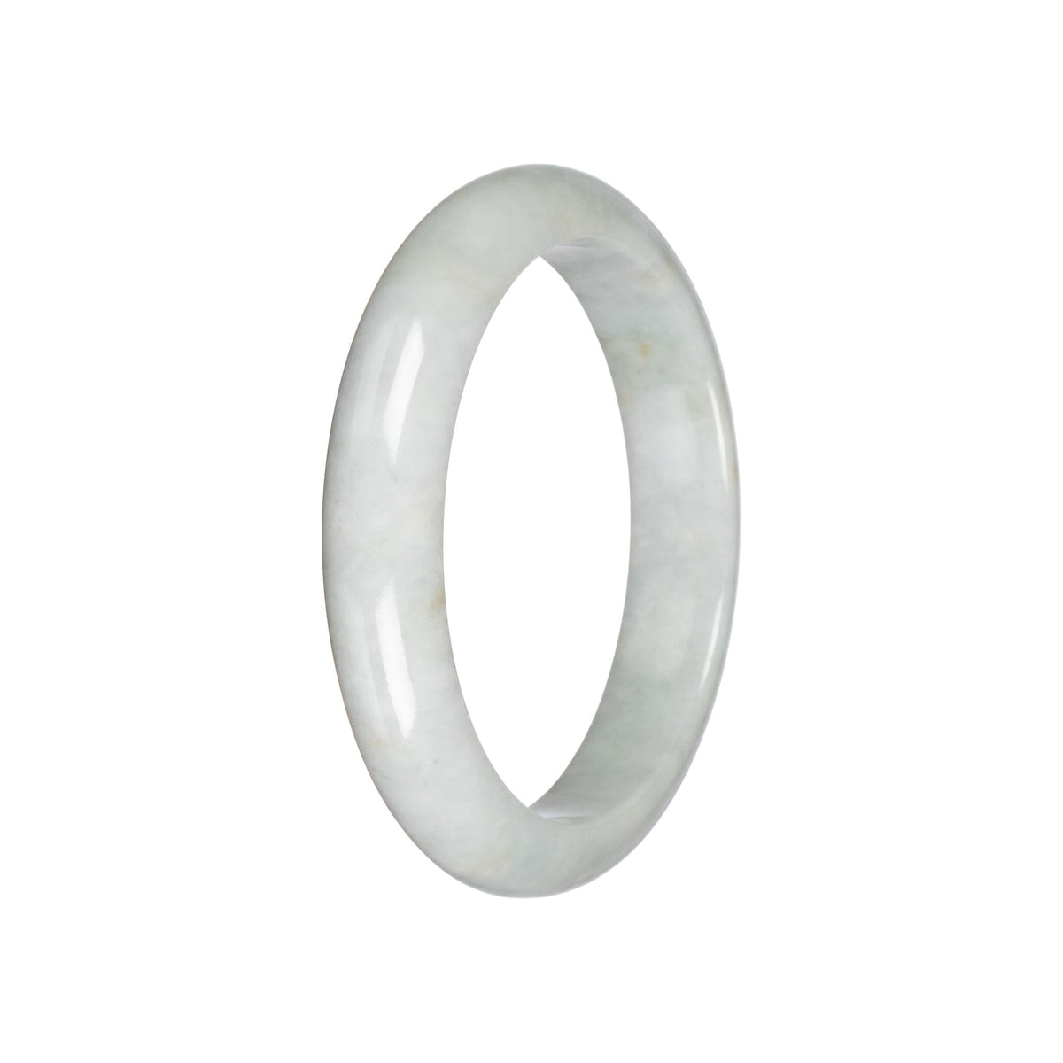 Untreated Pale Green Traditional Jade Bangle - 59mm Half Moon