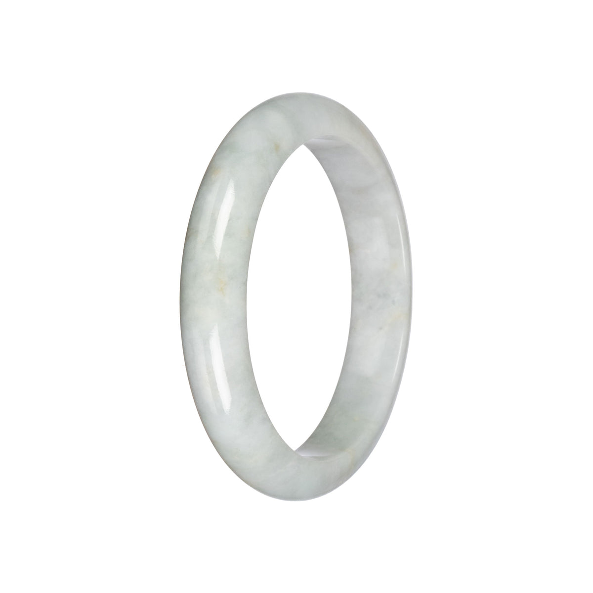 Untreated Pale Green Traditional Jade Bangle - 59mm Half Moon