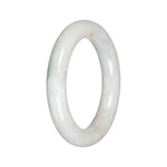 Real White with Pale Green Traditional Jade Bangle - 57mm Round
