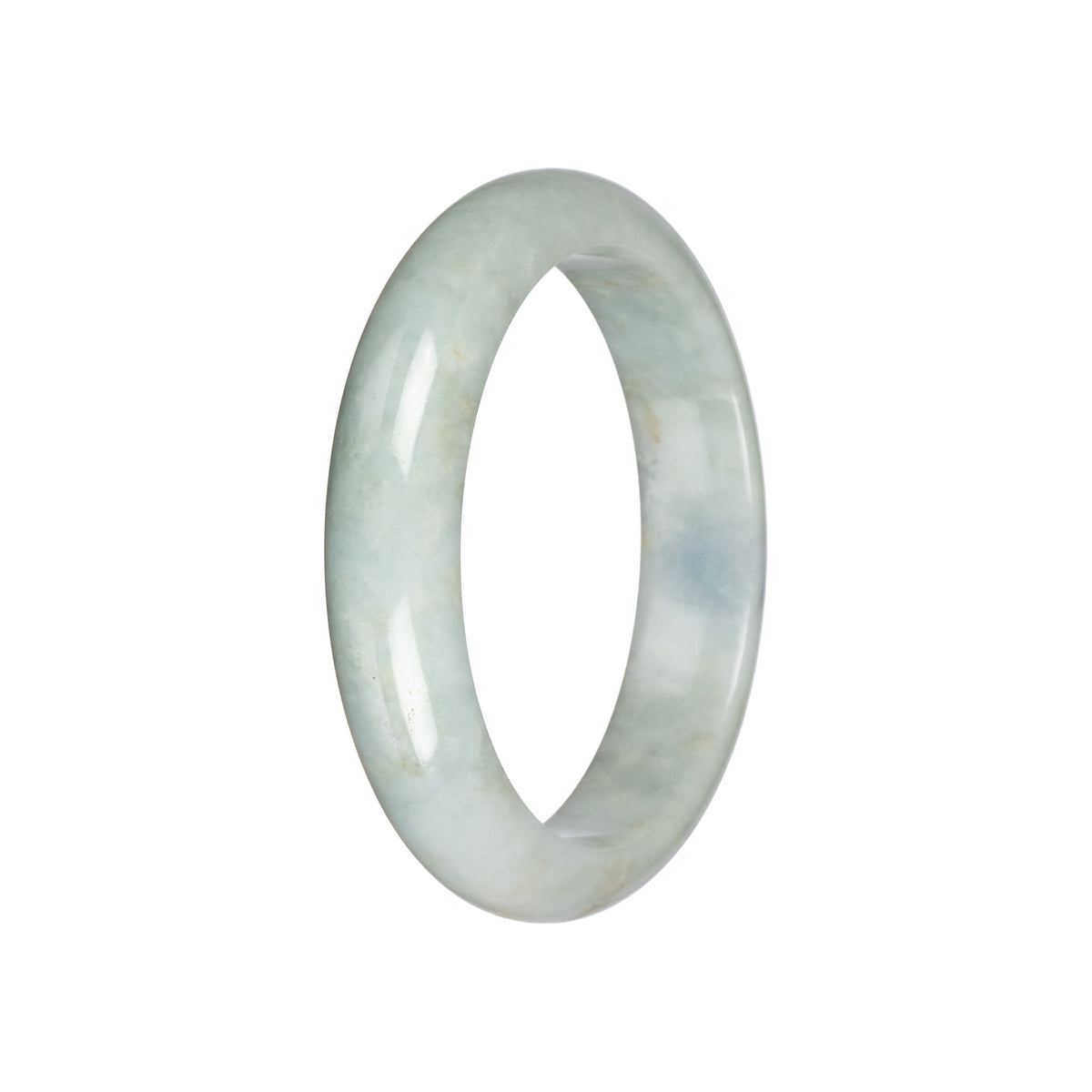 Authentic Pale Green Traditional Jade Bangle - 58mm Half Moon