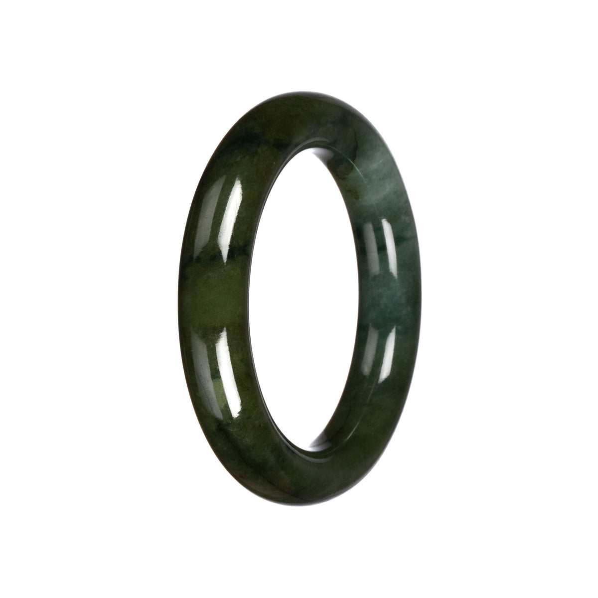 Authentic Deep Green Jadeite Jade Bangle Bracelet - 53mm Round