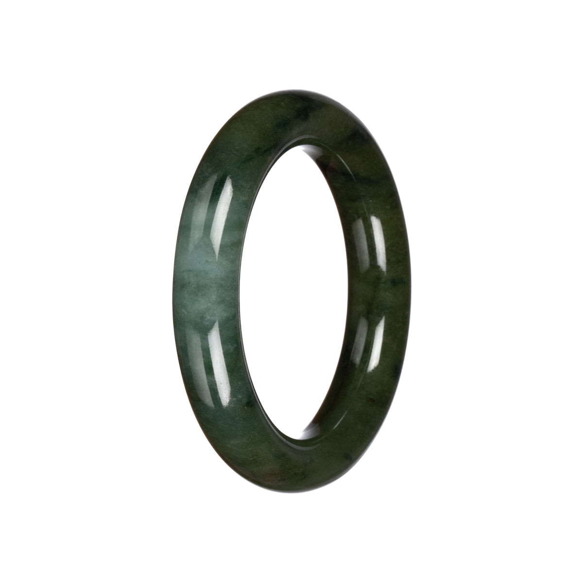 Authentic Deep Green Jadeite Jade Bangle Bracelet - 53mm Round