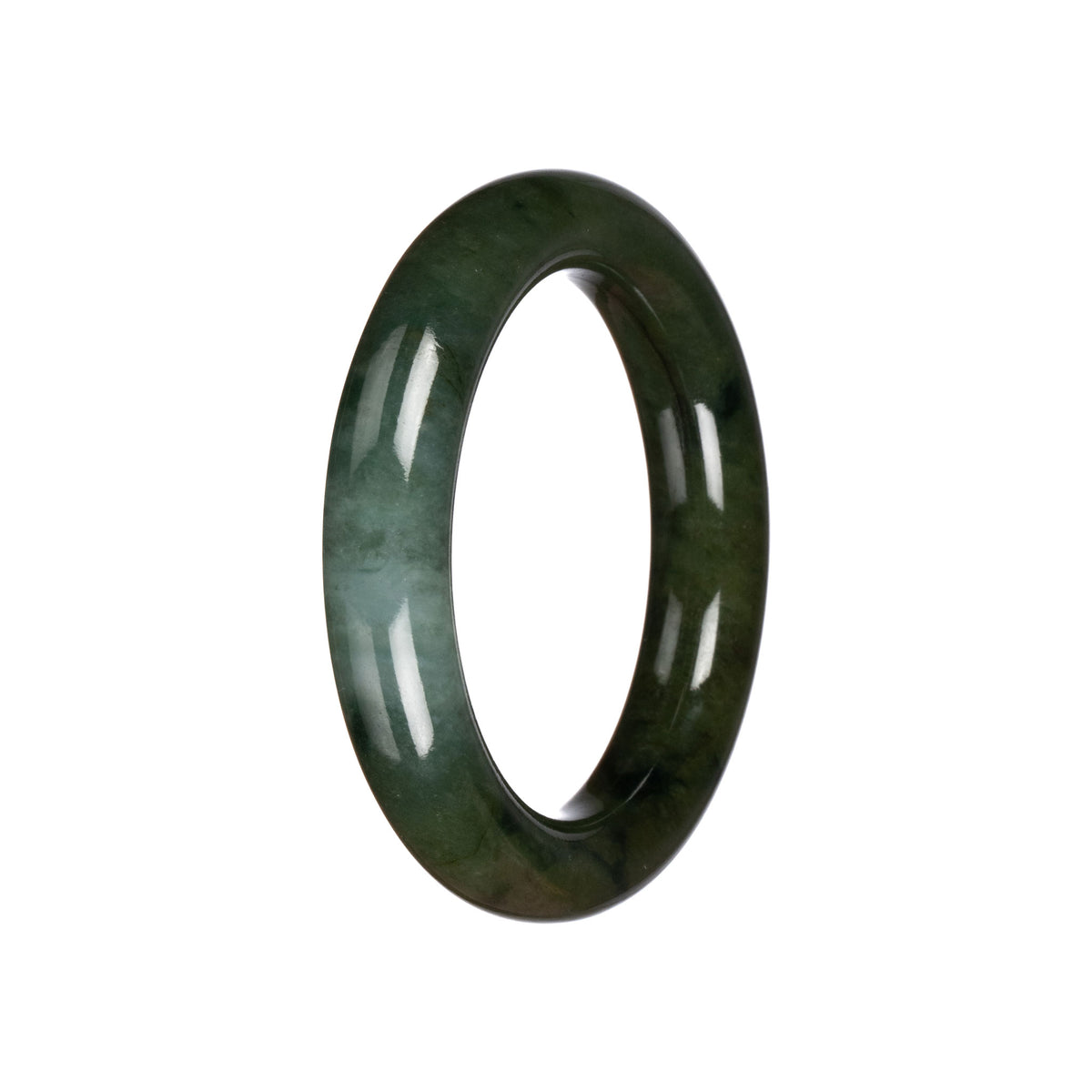 Authentic Deep Green Jadeite Jade Bangle Bracelet - 53mm Round