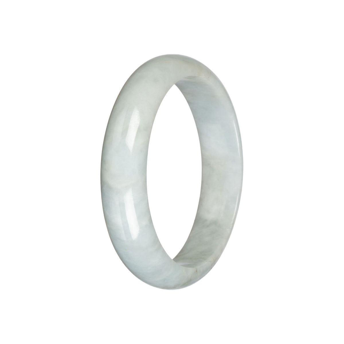 Authentic Pale Green Jadeite Jade Bangle - 59mm Half Moon