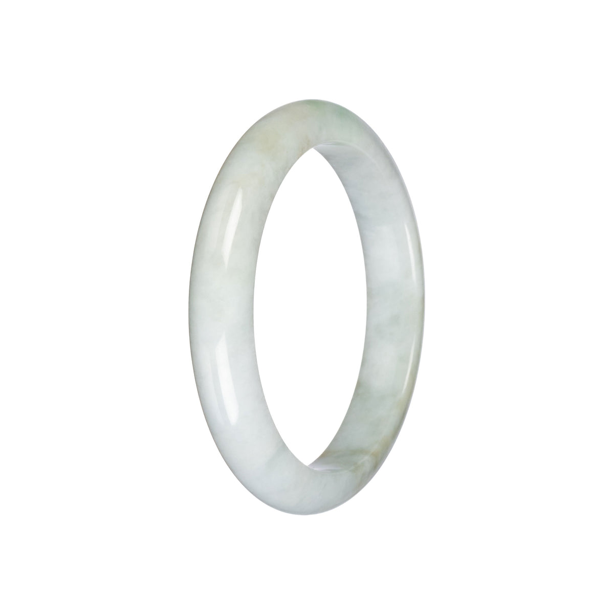 Real Pale Green Jade Bangle Bracelet - 58mm Half Moon