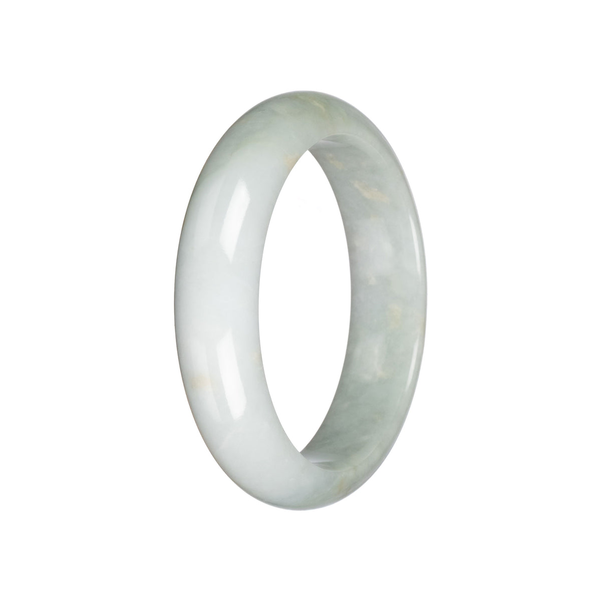 Grade A Pale Green Jade Bangle - 58mm Half Moon