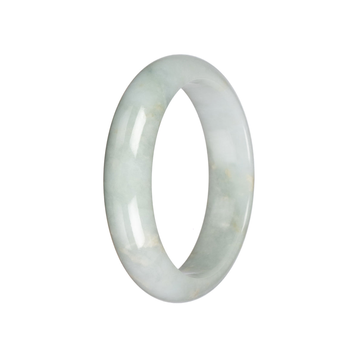 Grade A Pale Green Jade Bangle - 58mm Half Moon