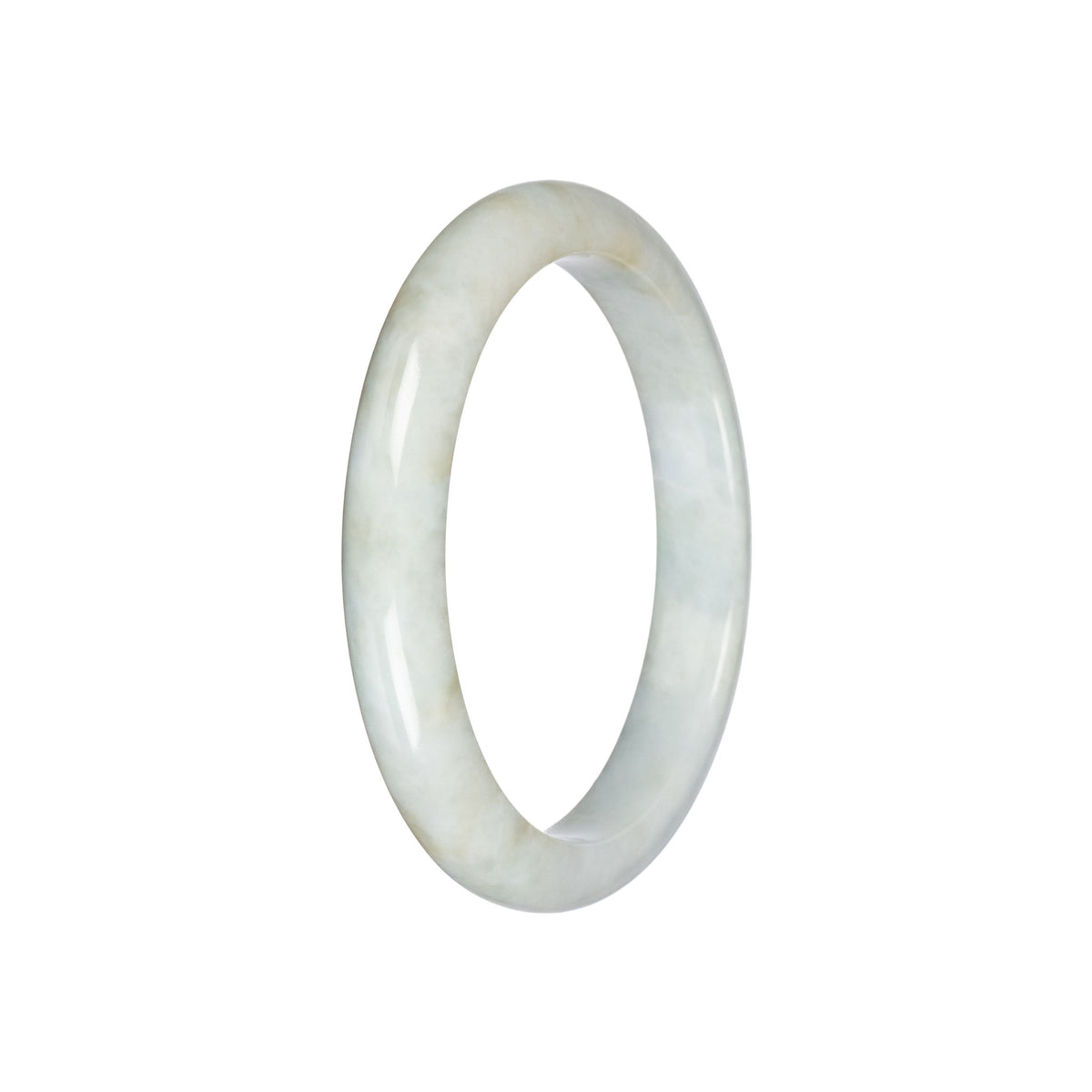 Natural Pale Green Traditional Jade Bangle Bracelet - 58mm Semi Round