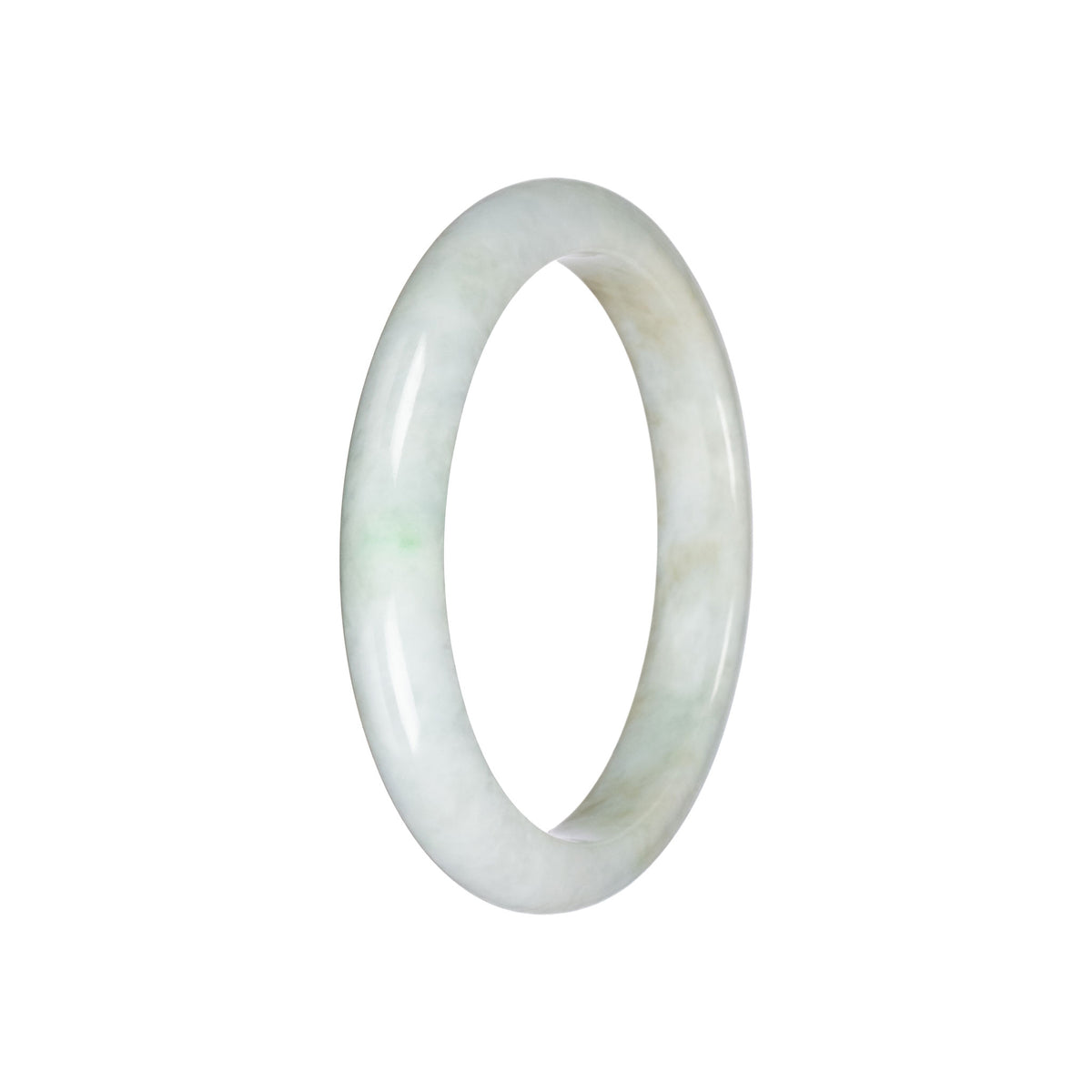 Natural Pale Green Traditional Jade Bangle Bracelet - 58mm Semi Round