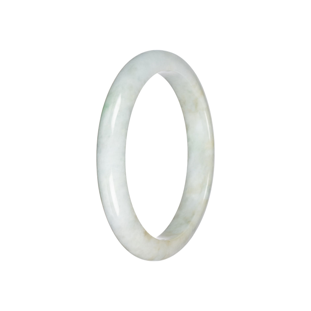 Natural Pale Green Traditional Jade Bangle Bracelet - 58mm Semi Round