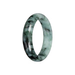 Genuine Light Green with Dark Green Pattern Jadeite Jade Bangle - 55mm Half Moon