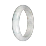 Real White with Green Jadeite Jade Bangle - 67mm Half Moon