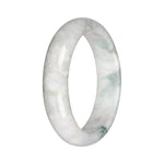 Real White with Green Jadeite Jade Bangle - 67mm Half Moon