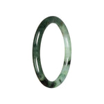 Real Green Pattern Burmese Jade Bangle - 60mm Petite Round