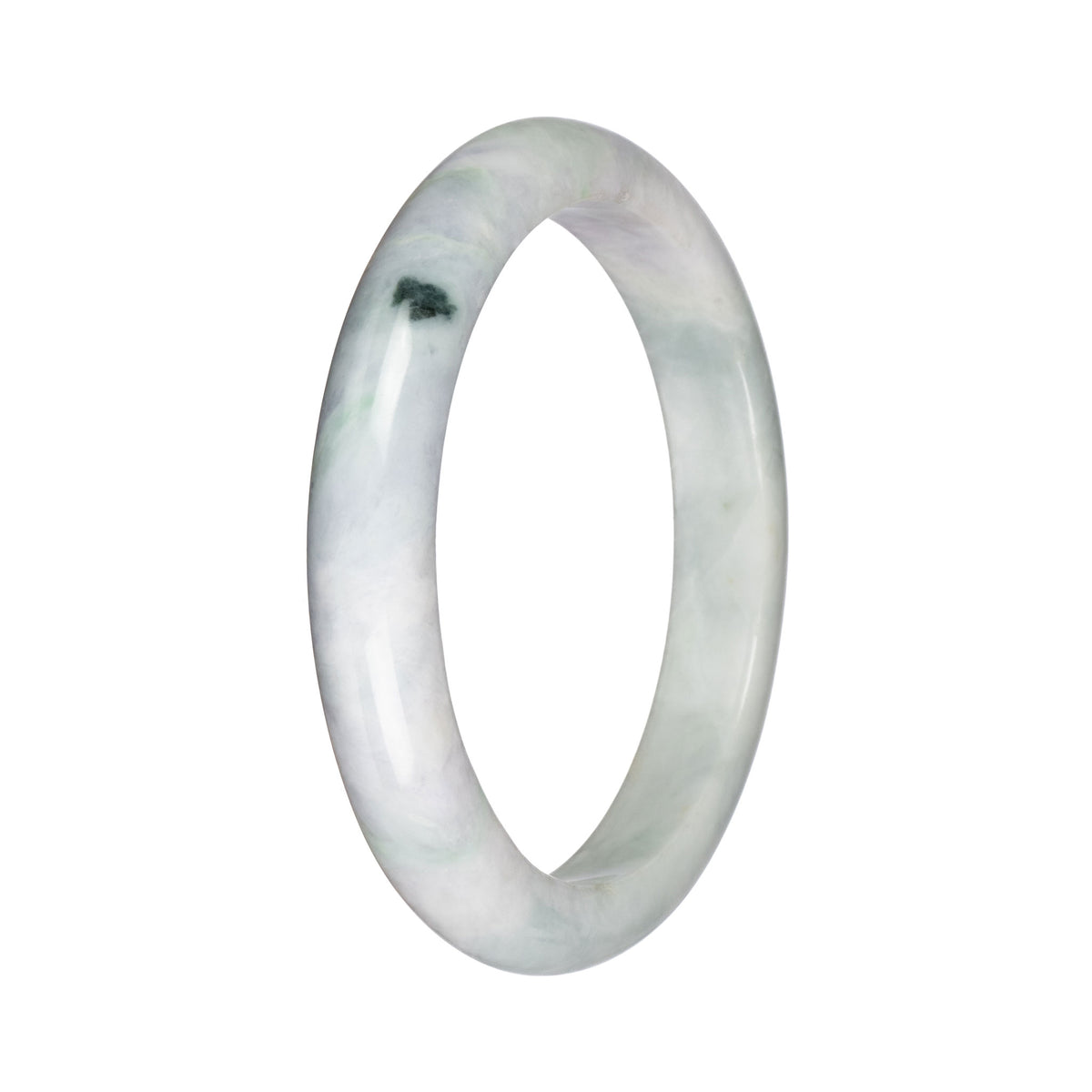 Grade A Pale Green with Pale Lavender Burmese Jade Bangle - 67mm Semi Round