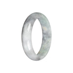 Grade A Pale Green with Light Grey Jadeite Bangle - 57mm Half Moon