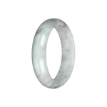 Grade A Pale Green with Light Grey Jadeite Bangle - 57mm Half Moon