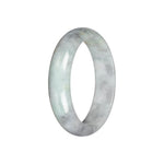 Grade A Pale Green with Light Grey Jadeite Bangle - 57mm Half Moon