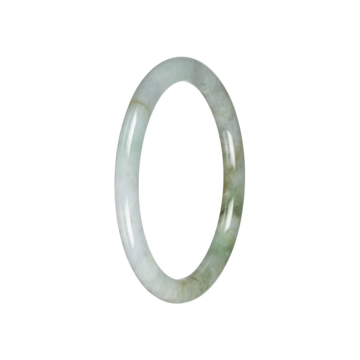 Natural Pale Green with Green Pattern Jadeite Bangle - 60mm Petite Round