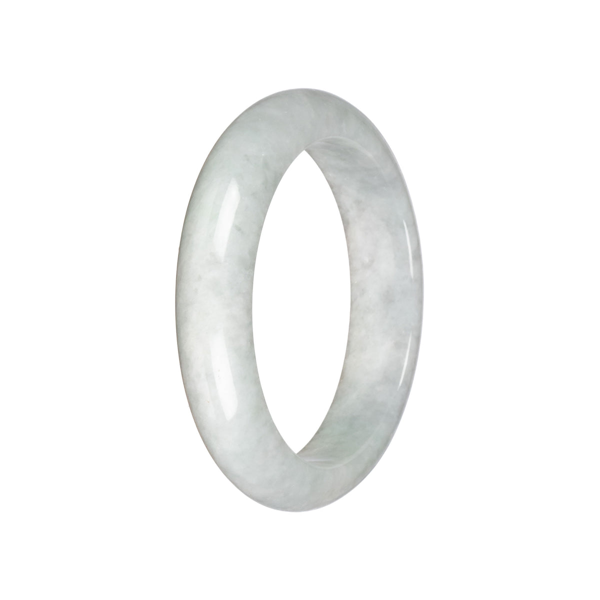 Grade A White Jadeite Jade Bangle Bracelet - 58mm Half Moon