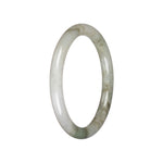 Natural Pale Olive Green with White Traditional Jade Bangle - 60mm Petite Round